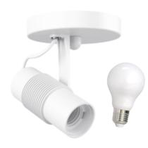 Spot Luminária Sobrepor Direcionável + Lâmpada 9w P/ Teto Parede Área Externa Canopla Redonda Branco ou Preto P/ 1 ou 2 Lâmpadas