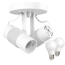 Spot Luminária Sobrepor Direcionável + Lâmpada 9w P/ Teto Parede Área Externa Canopla Redonda Branco ou Preto P/ 1 ou 2 Lâmpadas