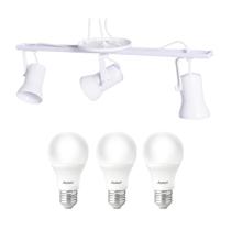 Spot no trilho 3xe27 branco + kit 3 lampadas led 7w avant Spot no trilho 3xe27 branco + kit 3 lampadas led 7w avant