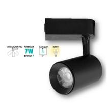 Spot Para Trilho Eletrificado Preto Led 7W Luz Quente 3000K