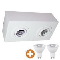 Spot Plafon Box Sobrepor Mr16 Duplo Direcionável Branco + Led Spot Plafon Box Sobrepor Mr16 Duplo Direcionável Branco + Led