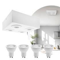 Spot Plafon Box Sobrepor Mr16 Quadruplo Direcionável Branco + Led Spot Plafon Box Sobrepor Mr16 Quadruplo Direcionável Branco + Led