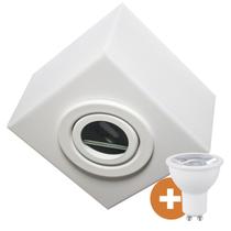 Spot Plafon Box Sobrepor Quadrado Mr16 Direcionável Branco + Led