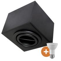 Spot Plafon Box Sobrepor Quadrado Par20 Direcionável Preto + Led Spot Plafon Box Sobrepor Quadrado Par20 Direcionável Preto + Led