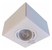 Spot plafon de sobrepor quadrado direcionável para 1 lâmpada LED Dicróica Gu10 MR16 PAR16 branco