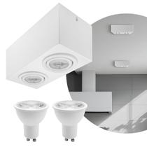 Spot Plafon Sobrepor Box Mr16 Duplo Direcionável + Led 4,8w