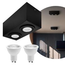Spot Plafon Sobrepor Box Mr16 Duplo Direcionável + Led 4,8w Spot Plafon Sobrepor Box Mr16 Duplo Direcionável + Led 4,8w
