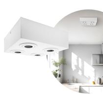 Spot Plafon Sobrepor Box Mr16 Quadruplo Direcionável Branco Spot Plafon Sobrepor Box Mr16 Quadruplo Direcionável Branco