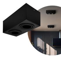 Spot Plafon Sobrepor Box Par20 Duplo Direcionável Preto Spot Plafon Sobrepor Box Par20 Duplo Direcionável Preto