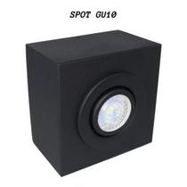 Spot Plafon Sobrepor Teto Quadrado Beiral Preto GU10