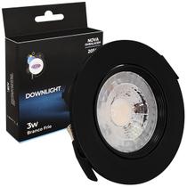 Spot Preto Led 3w Downlight Redondo Embutir Frio Bivolt Spot Preto Led 3w Downlight Redondo Embutir Frio Bivolt