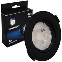 Spot Preto Led 7w Downlight Redondo Embutir Frio Bivolt