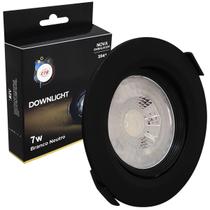 Spot Preto Led 7w Downlight Redondo Embutir Neutro Bivolt