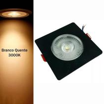 Spot Preto Led De Embutir Quadrado 5w 3000k Luz Amarela Bivolt Avant