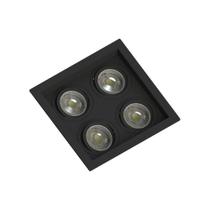 Spot Quadruplo Embutir Quadrado Recuado Mr16 Preto - Save Energy