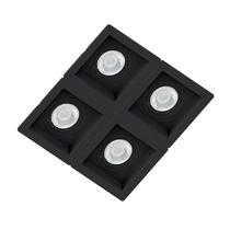 Spot Quadruplo Embutir Quadrado Recuado Preto Para Dicróica Gu10 Mr16