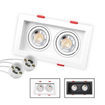 Spot Recuado Duplo Embutir Led + Lâmpada Mr16 Gu10 Luminária Teto Sala Dicroica Branco Preto Cor Spots + Lâmpadas:Spot B