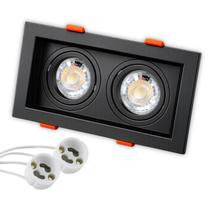 Spot Recuado Duplo Embutir Led + Lâmpada Mr16 Gu10 Luminária Teto Sala Dicroica Branco Preto Cor Spots + Lâmpadas:Spot B Spot Recuado Duplo Embutir Led + Lâmpada Mr16 Gu10 Luminária Teto Sala Dicroica Branco Preto Cor Spots + Lâmpadas:Spot B