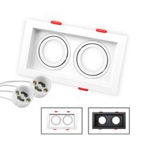 Spot Recuado Duplo Embutir Led Mr16 Gu10 Luminária Teto Sala Quarto Lâmpada Dicroica Branco Preto Cor:Branco Spot Recuado Duplo Embutir Led Mr16 Gu10 Luminária Teto Sala Quarto Lâmpada Dicroica Branco Preto Cor:Branco
