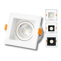 Spot Recuado Embutir Luminária + Lâmpada Led Mr16 Dicroica Gu10 Quadrado Teto Sala Branco Preto Cor Spots + Lâmpadas:Spo