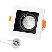 Spot Recuado Embutir Luminária + Lâmpada Led Mr16 Dicroica Gu10 Quadrado Teto Sala Branco Preto Cor Spots + Lâmpadas:Spo