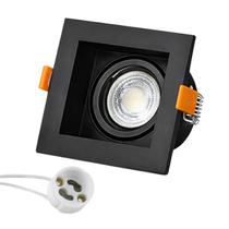 Spot Recuado Embutir Luminária + Lâmpada Led Mr16 Dicroica Gu10 Quadrado Teto Sala Branco Preto Cor Spots + Lâmpadas:Spo