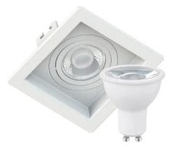 Spot recuado quadrado embutir mr16 dicroica com lampada 7w branco 3000k branco quente hevvy aaatop itmr16r
