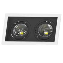 Spot Retangular Embutir Recuado 2x Ar70 Br/Pt Saveenergy
