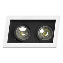 Spot Retangular Embutir Recuado 2x Dicroica Br/Pt Saveenergy