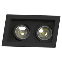 Spot Retangular Embutir Recuado 2x Dicroica Preto Saveenergy