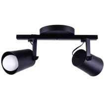 Spot Sobrepor Direcionável Luz Direcionada Trilho Fokus 02 Lâmpadas E27 Moderno Bivolt Pronto Para Instalar