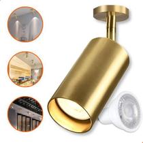 Spot Sobrepor Gold Direcionável Para Teto + Lâmpada Gu10 5w - VLED