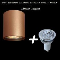 Spot Sobrepor Redondo Dicroica GU10 Marrom + Lâmpada Inclusa BQ