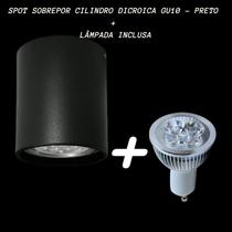 Spot Sobrepor Redondo Dicroica GU10 Preto + Lâmpada Inclusa BQ