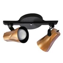 Spot Trilho Duplo Octa 2 Sobrepor Direcionável E-27 Preto Cobre Spot Trilho Duplo Octa 2 Sobrepor Direcionável E-27 Preto Cobre