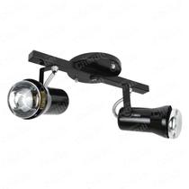 Spot trilho preto em alumínio para 2 lampadas Direcionável - e27