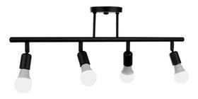 Spot Trilho Quádruplo 4 Sobrepor Direcionável E27 Sala Preto Spot Trilho Quádruplo 4 Sobrepor Direcionável E27 Sala Preto
