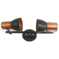 Spot Trilho Reto Preto Cobreado 2 Luzes