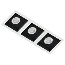 Spot Triplo Embutir Quadrado Recuado Branco Fundo Preto Mini Dicróica Gu10 Mr11 Spot Triplo Embutir Quadrado Recuado Branco Fundo Preto Mini Dicróica Gu10 Mr11