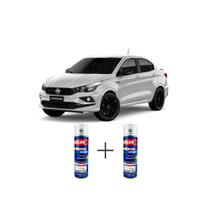 Spray automotivo branco banchisa fiat + spray verniz 300ml