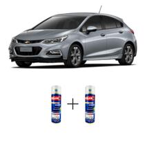 Spray automotivo cinza satin steel gm + verniz spray 300ml