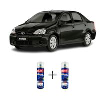 SPRAY AUTOMOTIVO Preto Rock II - 215 Toyota + SPRAY VERNIZ 300ML