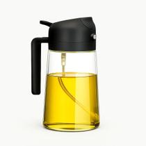 Spray Borrifador Dosador 2 em 1 Para Azeite Vinagre Óleo Vidro Modelo Galheteiro Cozinha 500ml PRETA