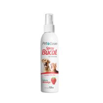 Spray Bucal Para Cães e Gatos Sabor Morango Combate Mau Hálito Pet Clean 120ml