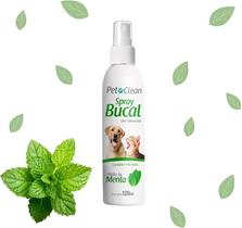 Spray Bucal Para Mal Hálito Cães e Gatos Cachorro Gato Pet Clean Frescor Menta 120ml