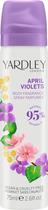 Spray corporal desodorante Yardley April Violets para mulheres 75mL