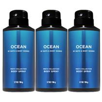 Spray corporal desodorizante Bath and Body Works Ocean Men, pacote com 3 unidades