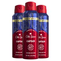 Spray corporal Old Spice Captain sem alumínio para homens 150 ml x 3 Spray corporal Old Spice Captain sem alumínio para homens 150 ml x 3