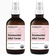 Spray de água de rosas Simplified Skin Organic Rosewater, pacote com 2