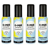 Spray de banheiro Pre Poo OOPSIE POOPSIE Morning Shower 60 ml, pacote com 4